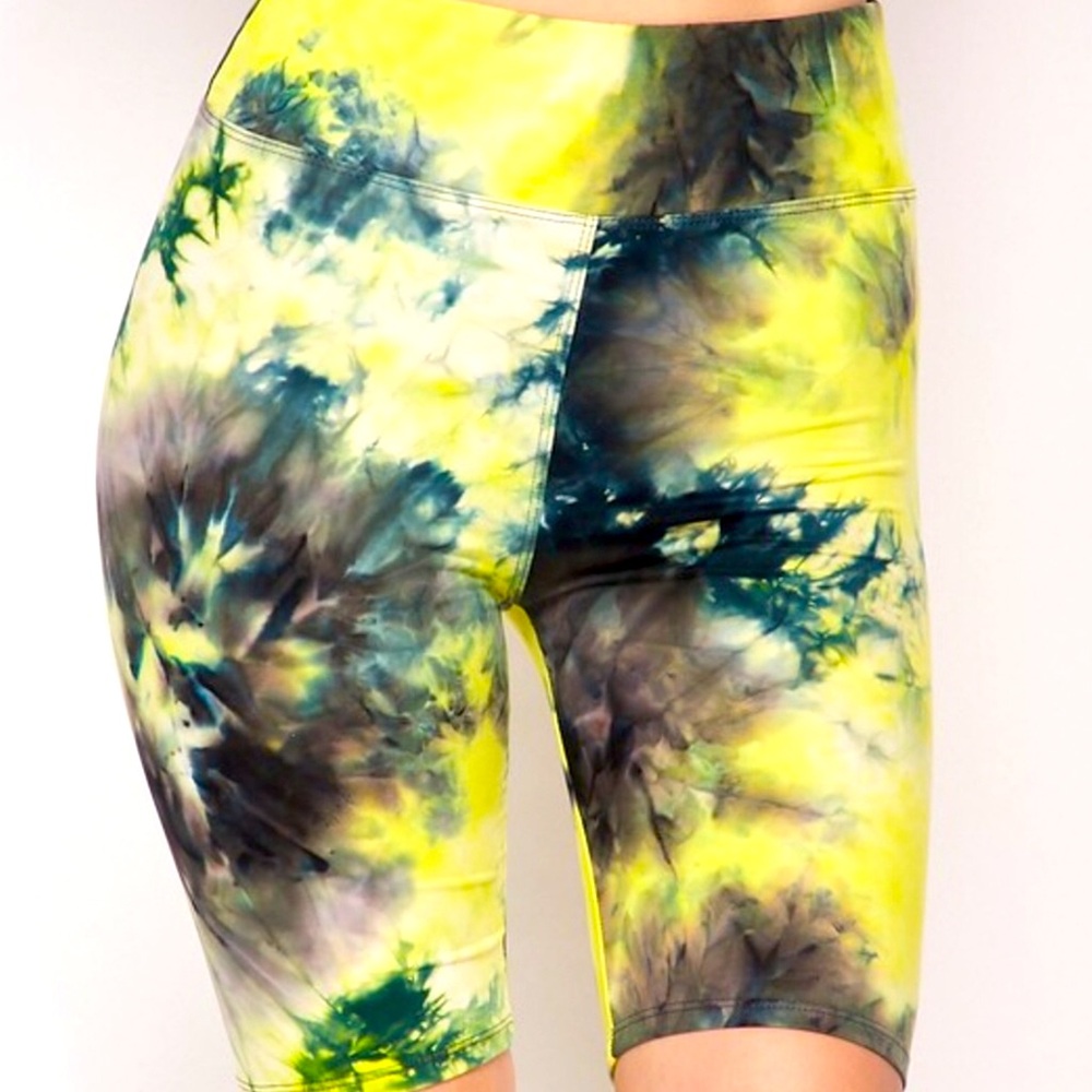New Mix Tie Dye Bike Shorts Women Color Yellow Size S/M